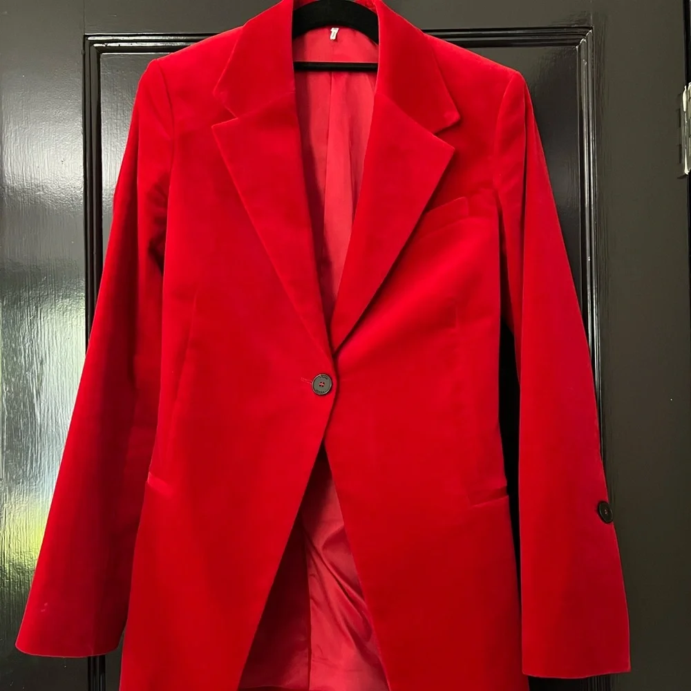 Frame Denim Red Velvet Pant Suit - Picture 3 of 13